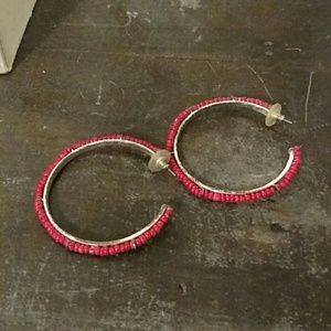 Boho beaded hoop earrings